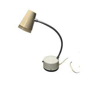 Vintage Norelco Desk Lamp Gooseneck Model B-3879 Beige 1960's Cone Shade MCM 14"